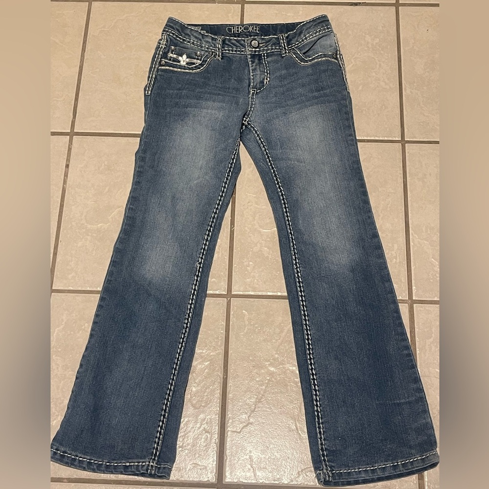 Cherokee Girl’s Mid-Dark Wash Bootcut Jeans Size 12